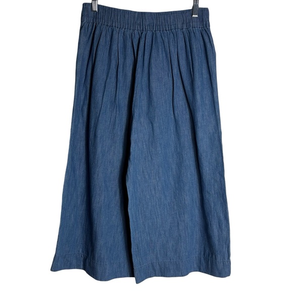 MADEWELL Huston Linen Blend Wide-Leg Crop Pants in Chambray Blue Size Large - Picture 4 of 11